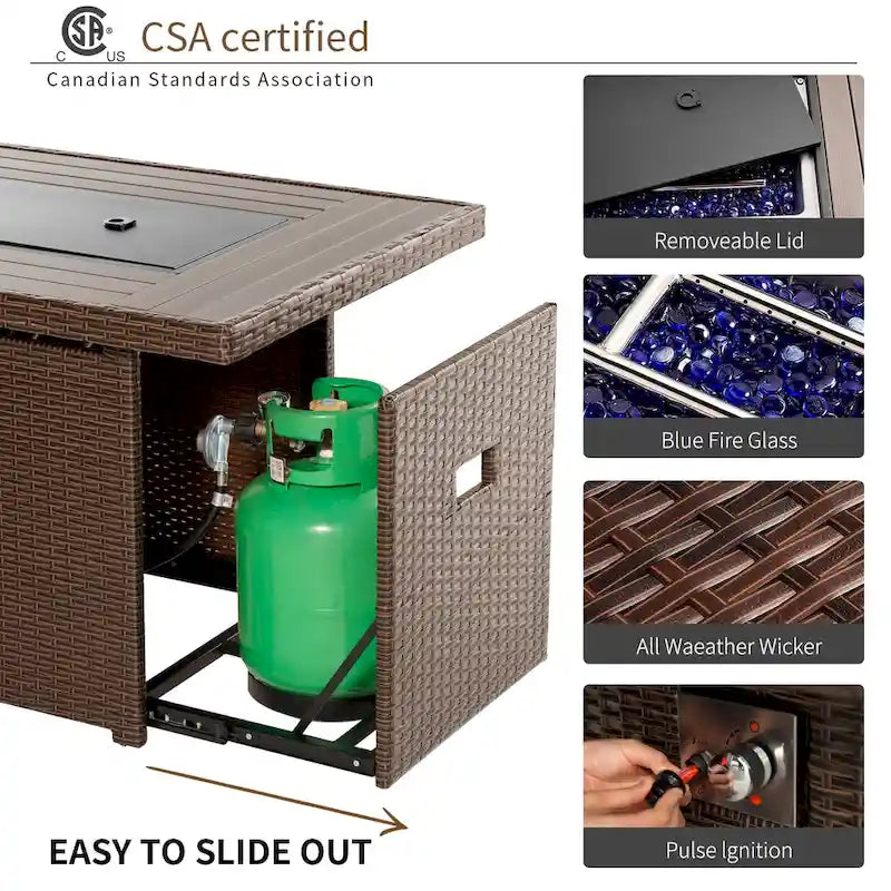 15 Pcs Patio Furniture Sets with 50000 BTU Fire Pit Table