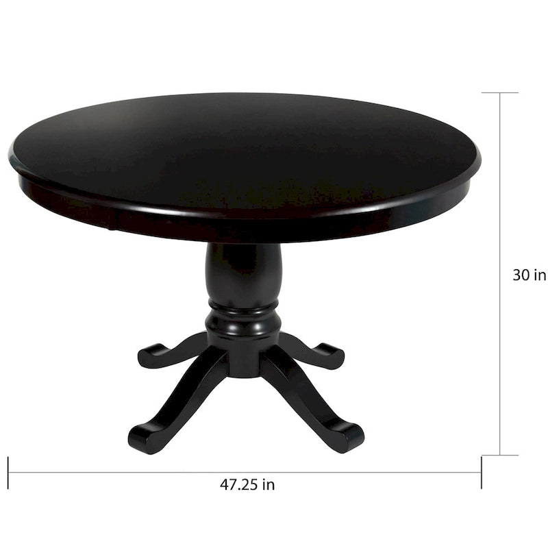 Round Dining Table with Rubberwood Base – Black / Antique Blue / White