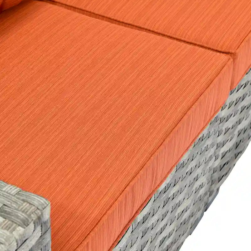 OVIOS Patio Wicker Furniture Wide Arm 7-piece Fire Pit Set with Table
