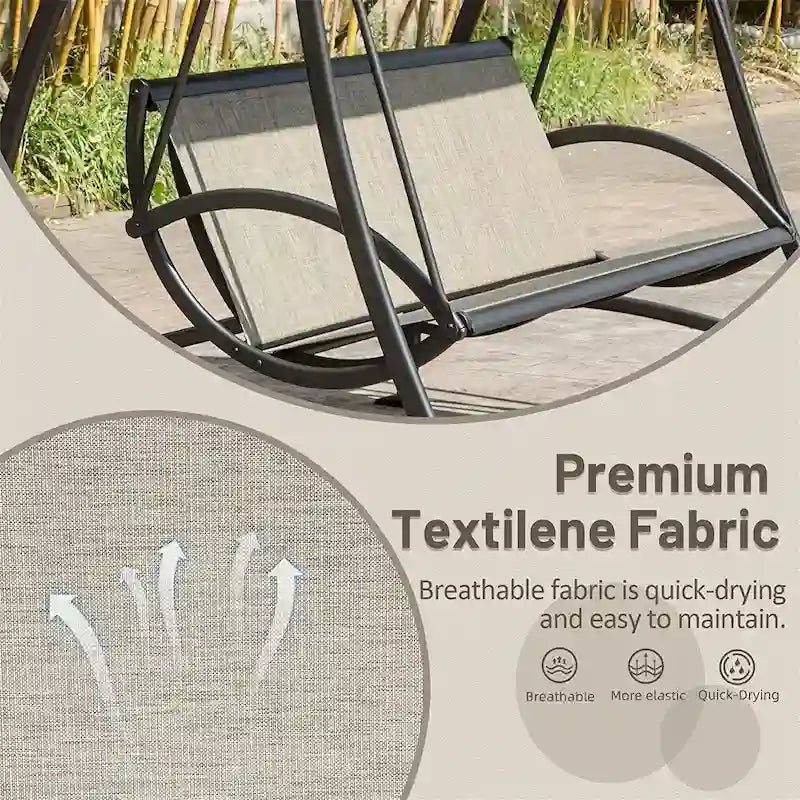 3-Seat Outdoor Patio Porch Swing Chair with Adjustable Canopy