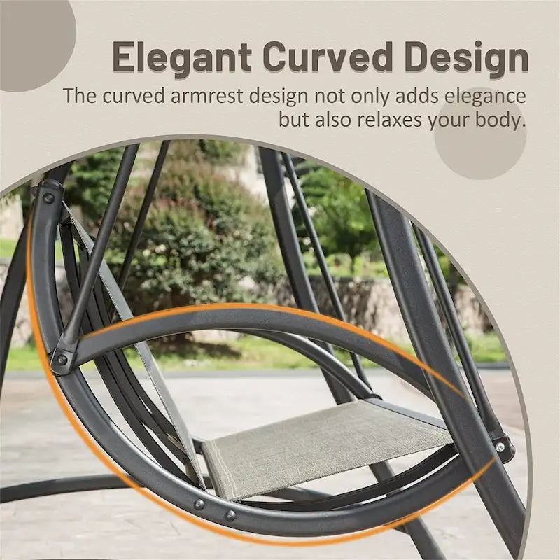 3-Seat Outdoor Patio Porch Swing Chair with Adjustable Canopy