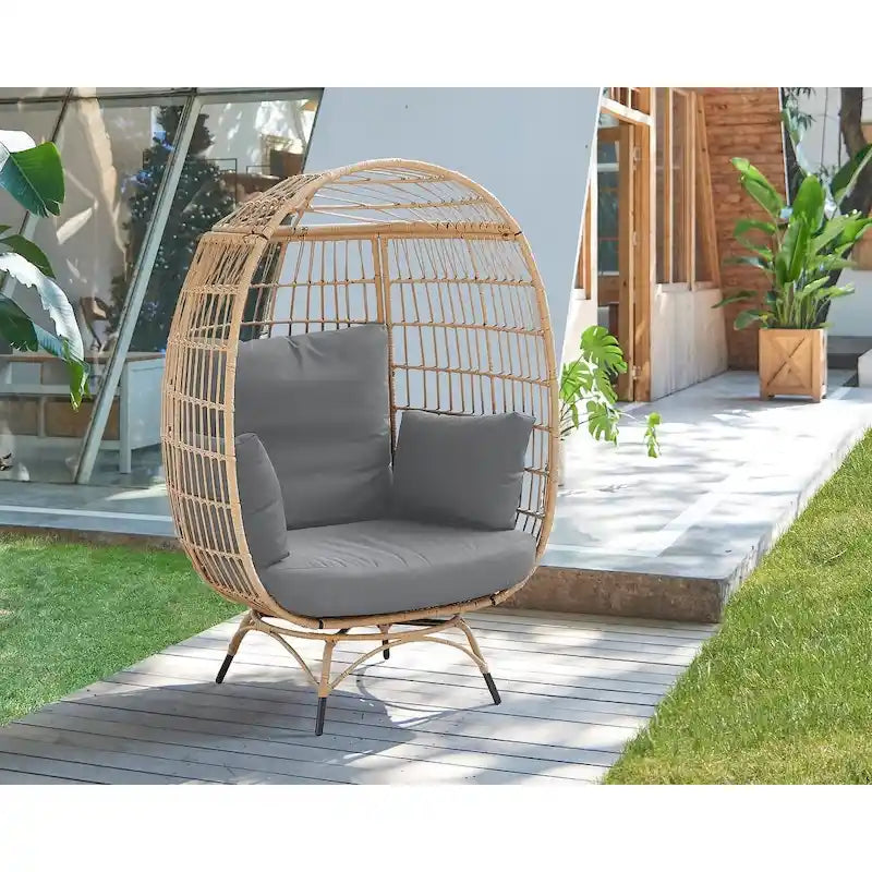 Manhattan Comfort Spezia Freestanding Rattan Outdoor Egg Chair