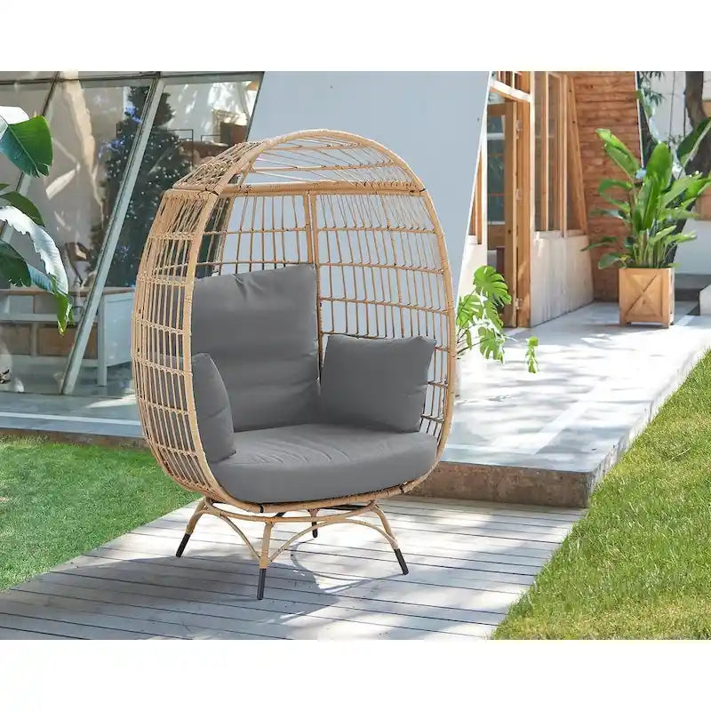Manhattan Comfort Spezia Freestanding Rattan Outdoor Egg Chair