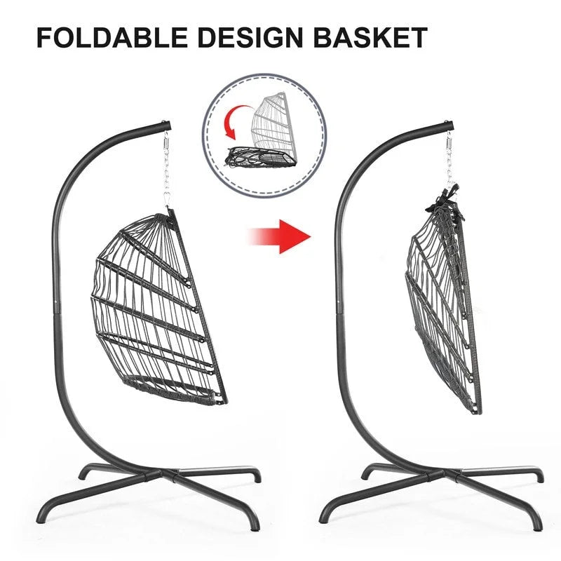 FINCATI Outdoor Oversized Luxury Hanging Egg Chair with Stand, 350 lbs Indoor Egg Swing Chair with Stand, Egg Chair Outdoor