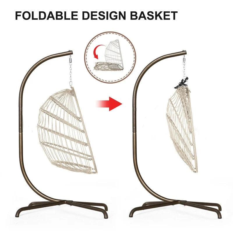 FINCATI Outdoor Oversized Luxury Hanging Egg Chair with Stand, 350 lbs Indoor Egg Swing Chair with Stand, Egg Chair Outdoor