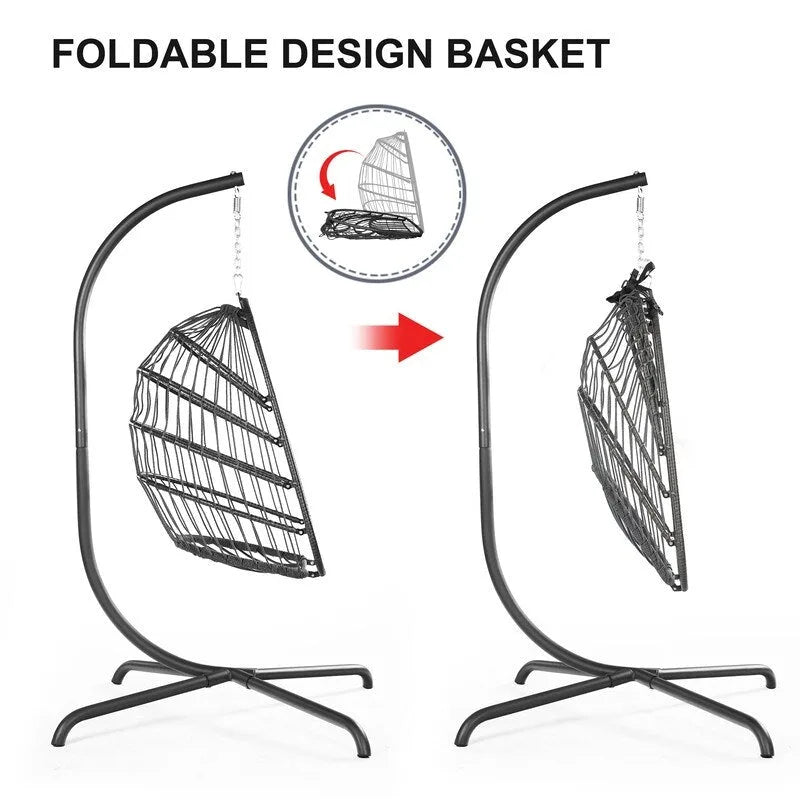 FINCATI Outdoor Oversized Luxury Hanging Egg Chair with Stand, 350 lbs Indoor Egg Swing Chair with Stand, Egg Chair Outdoor