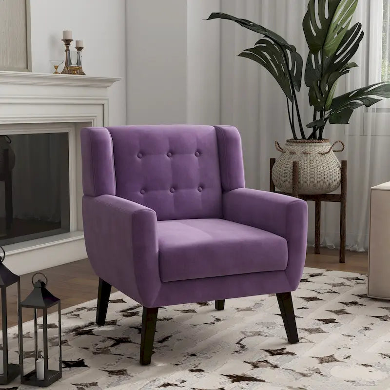 Velvet Tufted Accent Armchair – Blue / Purple / Green / Gray / Orange / Royal Blue / Retro Green / Pink, Single Seat
