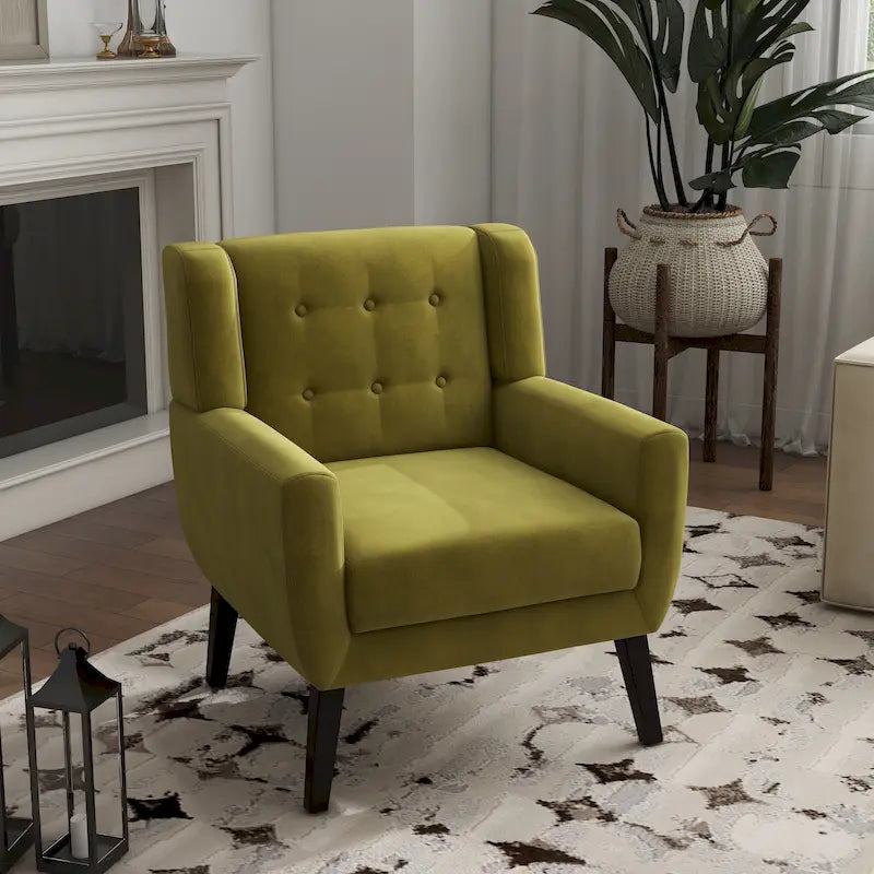 Velvet Tufted Accent Armchair – Blue / Purple / Green / Gray / Orange / Royal Blue / Retro Green / Pink, Single Seat