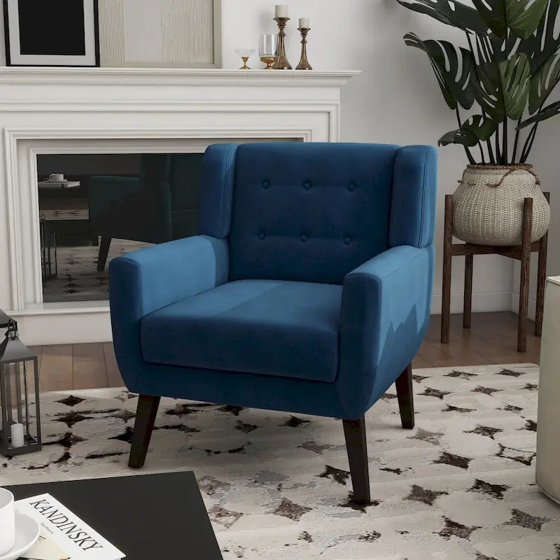 Velvet Tufted Accent Armchair – Blue / Purple / Green / Gray / Orange / Royal Blue / Retro Green / Pink, Single Seat