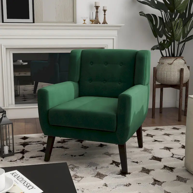 Velvet Tufted Accent Armchair – Blue / Purple / Green / Gray / Orange / Royal Blue / Retro Green / Pink, Single Seat