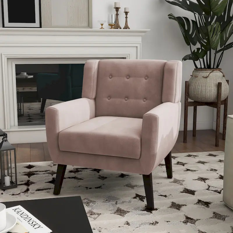 Velvet Tufted Accent Armchair – Blue / Purple / Green / Gray / Orange / Royal Blue / Retro Green / Pink, Single Seat