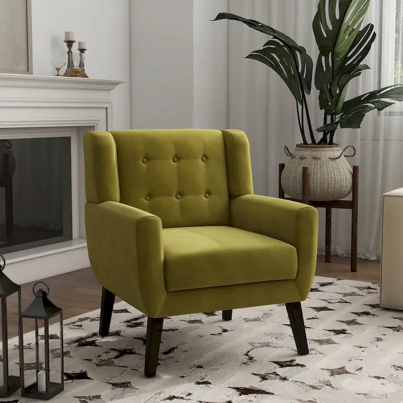 Velvet Tufted Accent Armchair – Blue / Purple / Green / Gray / Orange / Royal Blue / Retro Green / Pink, Single Seat