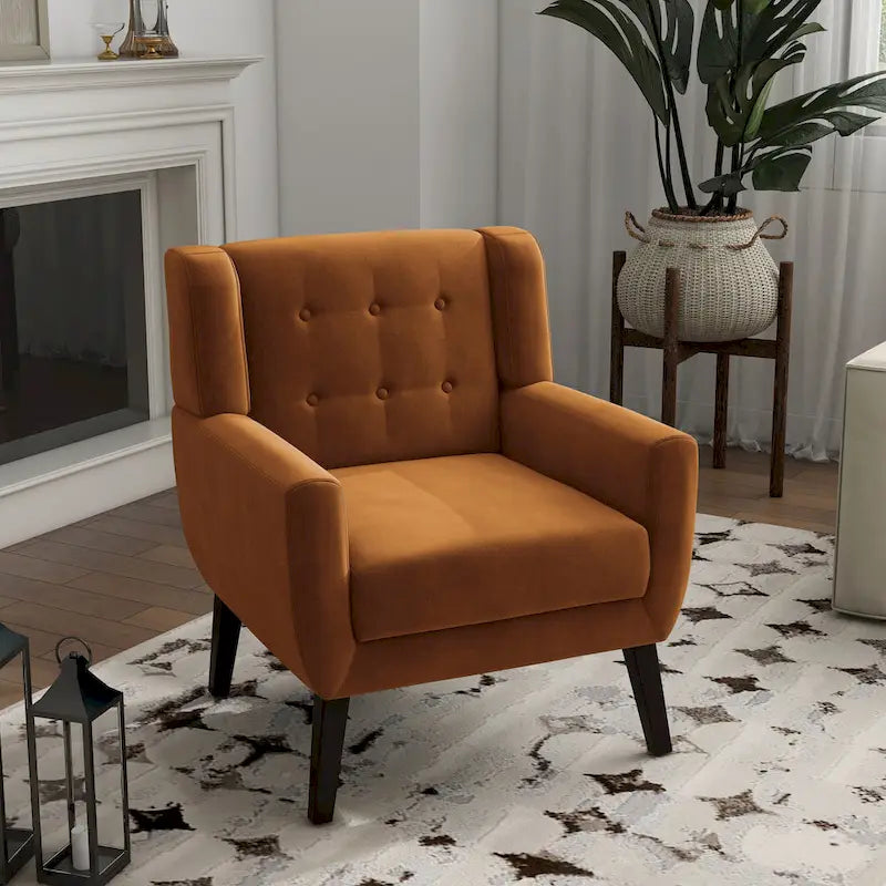 Velvet Tufted Accent Armchair – Blue / Purple / Green / Gray / Orange / Royal Blue / Retro Green / Pink, Single Seat