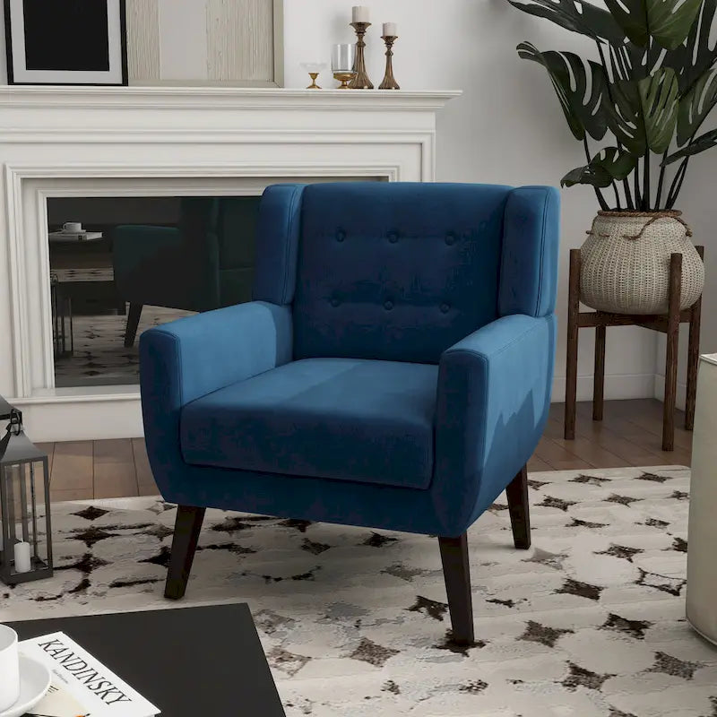 Velvet Tufted Accent Armchair – Blue / Purple / Green / Gray / Orange / Royal Blue / Retro Green / Pink, Single Seat