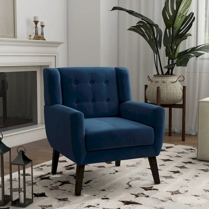 Velvet Tufted Accent Armchair – Blue / Purple / Green / Gray / Orange / Royal Blue / Retro Green / Pink, Single Seat