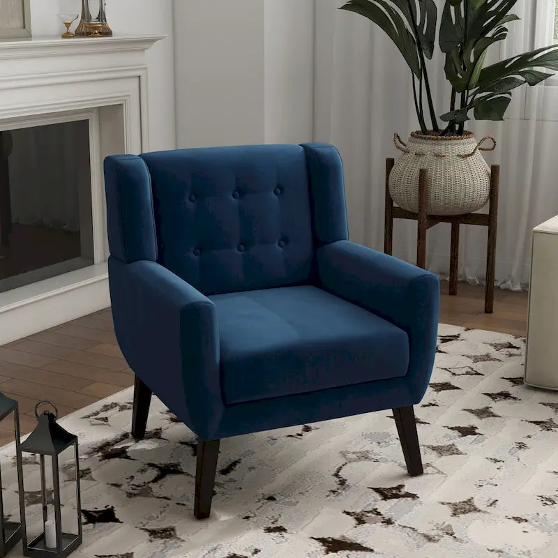 Velvet Tufted Accent Armchair – Blue / Purple / Green / Gray / Orange / Royal Blue / Retro Green / Pink, Single Seat
