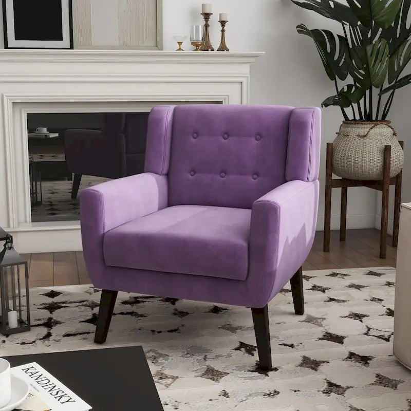 Velvet Tufted Accent Armchair – Blue / Purple / Green / Gray / Orange / Royal Blue / Retro Green / Pink, Single Seat
