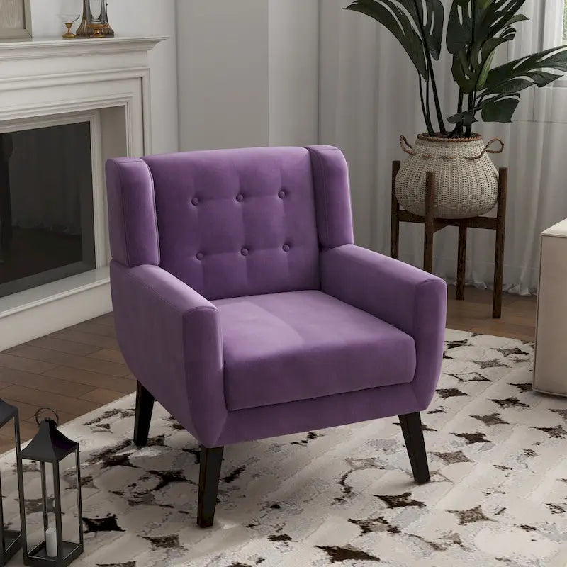 Velvet Tufted Accent Armchair – Blue / Purple / Green / Gray / Orange / Royal Blue / Retro Green / Pink, Single Seat