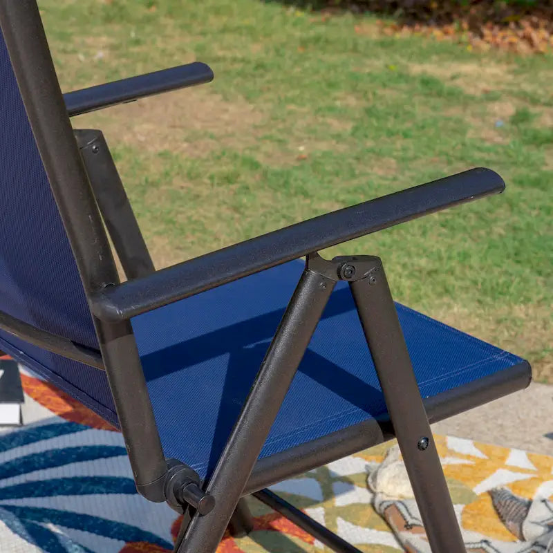 Outdoor 7 Pieces Dining Set, 6 x Reclining Folding Sling Dining Chairs and 1 Patio Extendable Table for 6-8 Person - 7-pieces