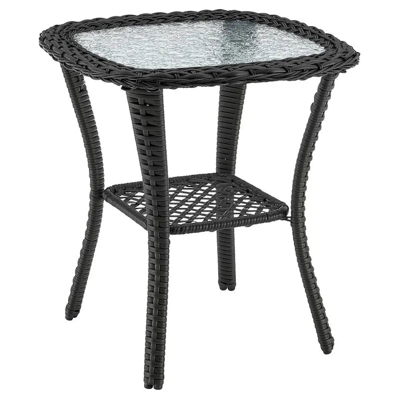 Manhattan Comfort Fruttuo Swivel Steel Rattan 3-Piece Patio Conversation Set