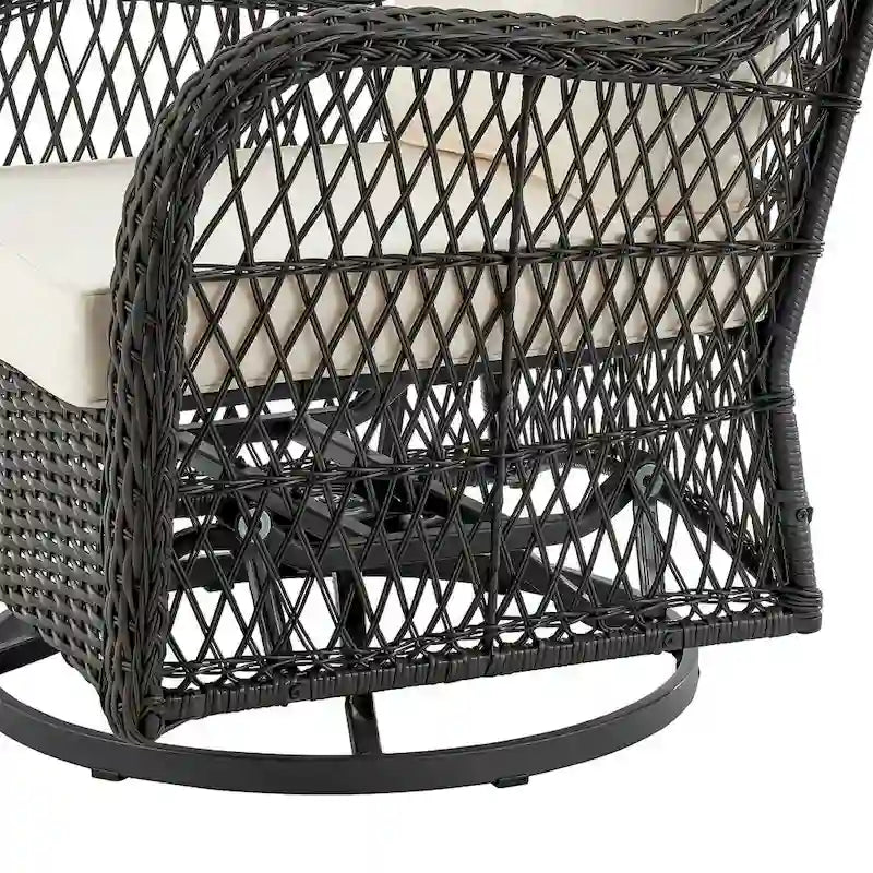 Manhattan Comfort Fruttuo Swivel Steel Rattan 3-Piece Patio Conversation Set