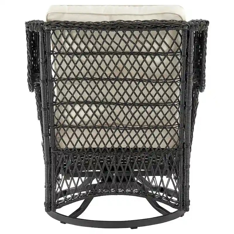 Manhattan Comfort Fruttuo Swivel Steel Rattan 3-Piece Patio Conversation Set