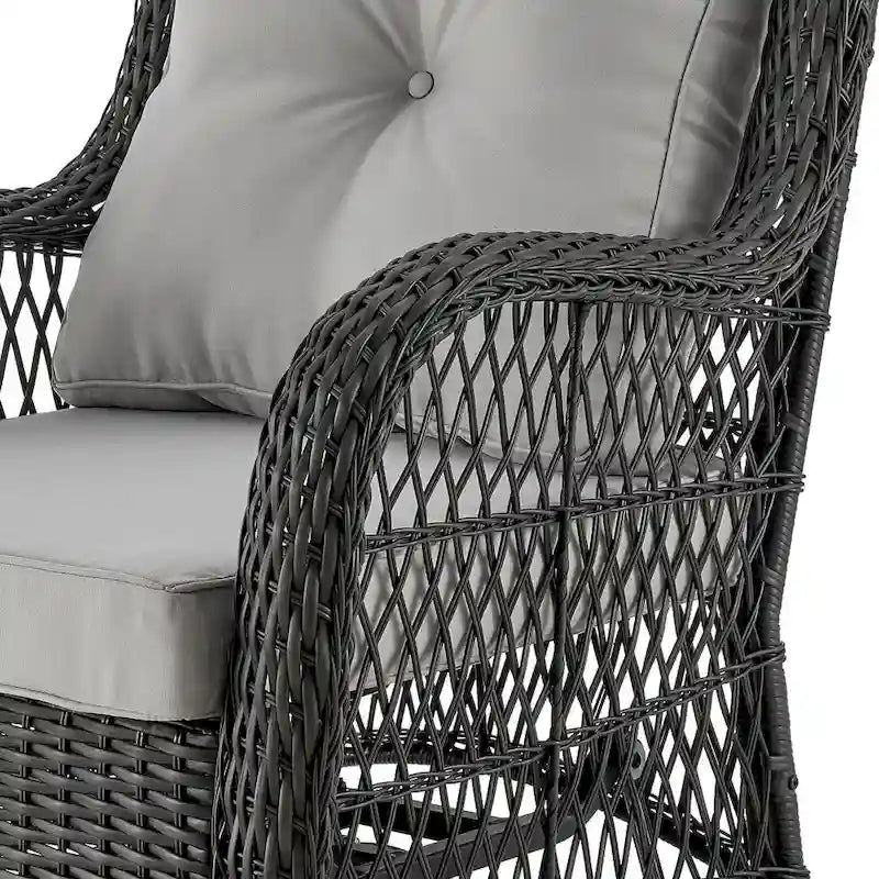 Manhattan Comfort Fruttuo Swivel Steel Rattan 3-Piece Patio Conversation Set