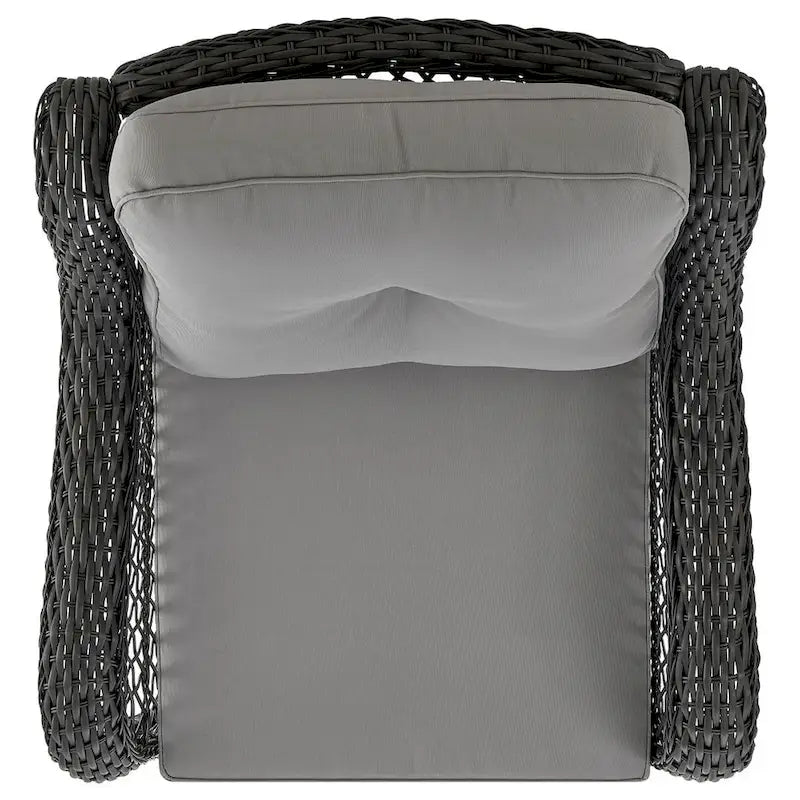 Manhattan Comfort Fruttuo Swivel Steel Rattan 3-Piece Patio Conversation Set