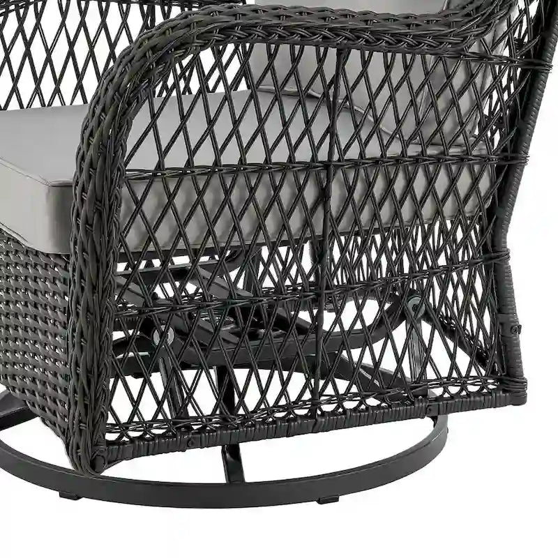 Manhattan Comfort Fruttuo Swivel Steel Rattan 3-Piece Patio Conversation Set