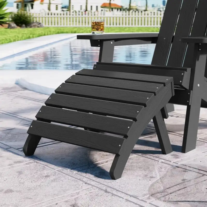 WINSOON 2-Piece All Weather HIPS Outdoor Adirondack Chair with Cup-Holder and Ottoman