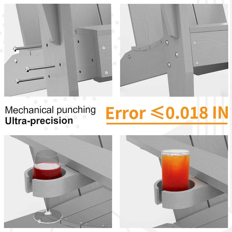 WINSOON 2-Piece All Weather HIPS Outdoor Adirondack Chair with Cup-Holder and Ottoman