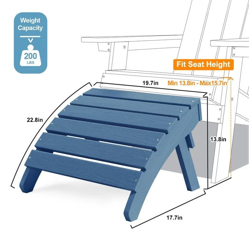 WINSOON 2-Piece All Weather HIPS Outdoor Adirondack Chair with Cup-Holder and Ottoman