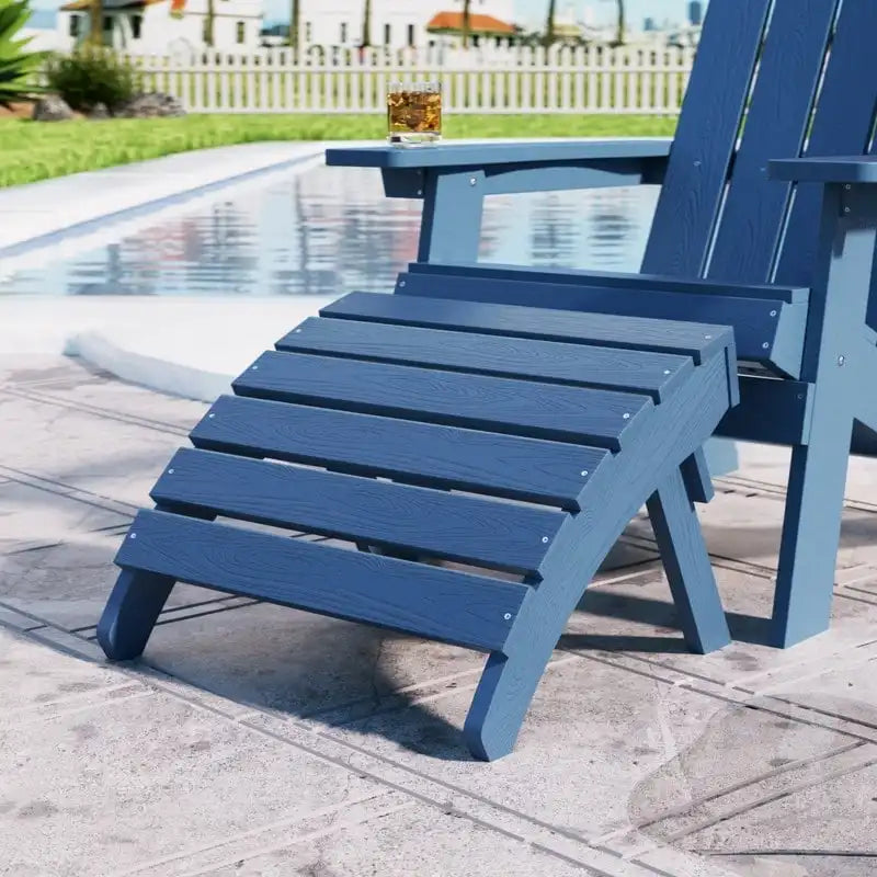 WINSOON 2-Piece All Weather HIPS Outdoor Adirondack Chair with Cup-Holder and Ottoman