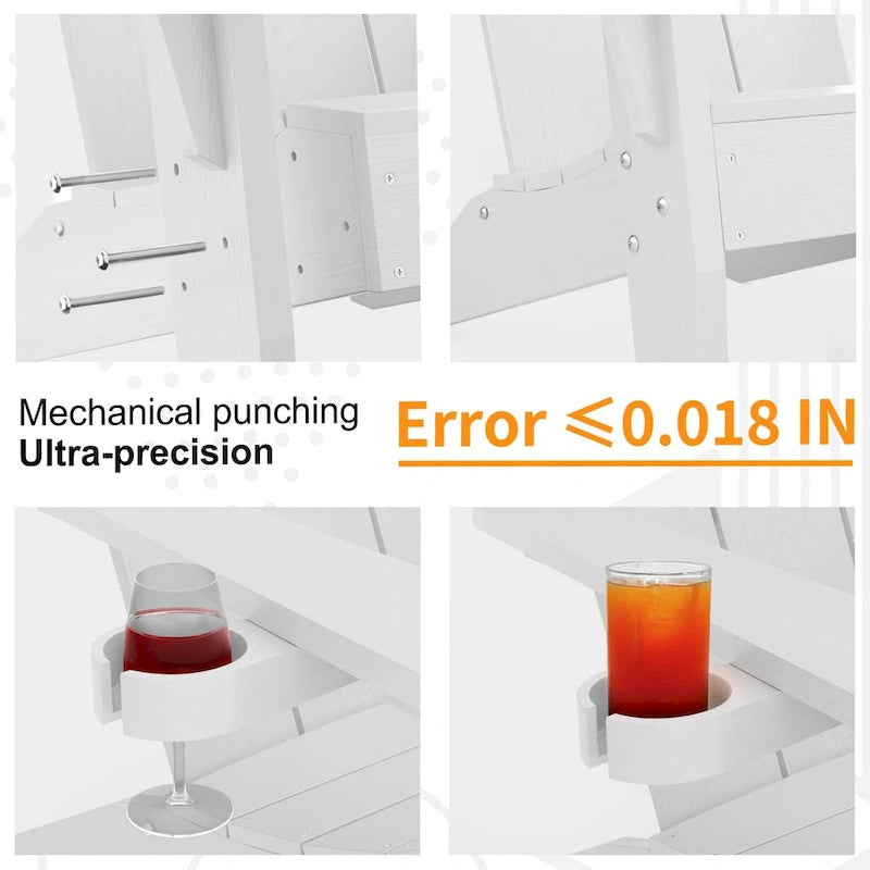 WINSOON 2-Piece All Weather HIPS Outdoor Adirondack Chair with Cup-Holder and Ottoman