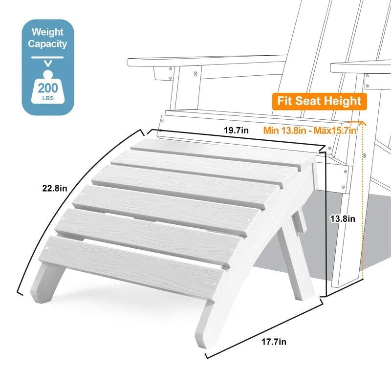WINSOON 2-Piece All Weather HIPS Outdoor Adirondack Chair with Cup-Holder and Ottoman