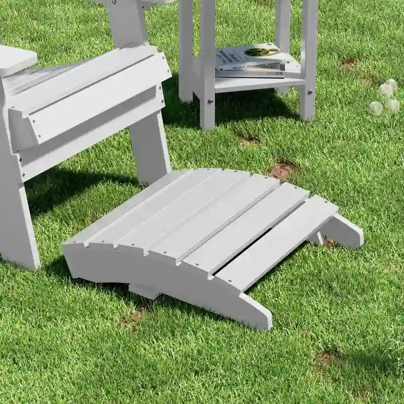 WINSOON 2-Piece All Weather HIPS Outdoor Adirondack Chair with Cup-Holder and Ottoman
