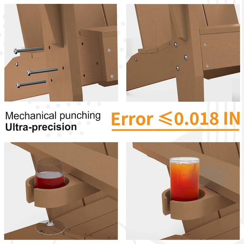 WINSOON 2-Piece All Weather HIPS Outdoor Adirondack Chair with Cup-Holder and Ottoman