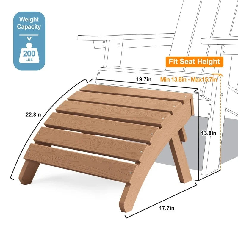 WINSOON 2-Piece All Weather HIPS Outdoor Adirondack Chair with Cup-Holder and Ottoman