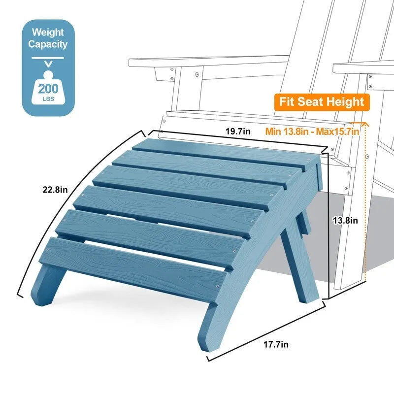 WINSOON 2-Piece All Weather HIPS Outdoor Adirondack Chair with Cup-Holder and Ottoman
