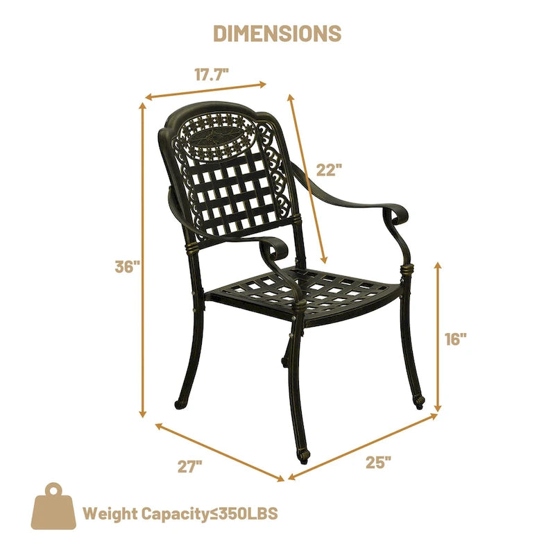 Clihome Cast Aluminum Patio Dining Chairs (Set of 2)