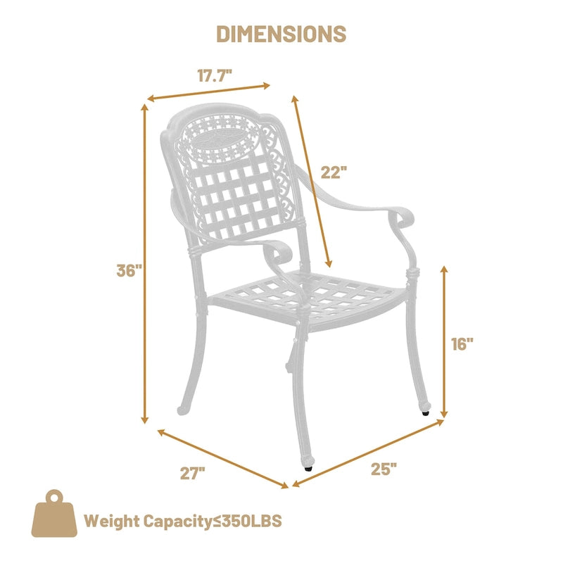 Clihome Cast Aluminum Patio Dining Chairs (Set of 2)