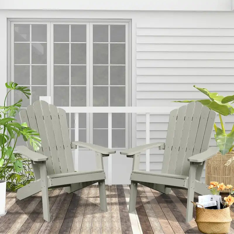 OVIOS Plastic Wood Adirondack Outdoor Patio Chair Set of 2