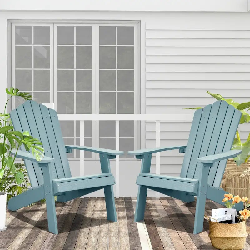 OVIOS Plastic Wood Adirondack Outdoor Patio Chair Set of 2