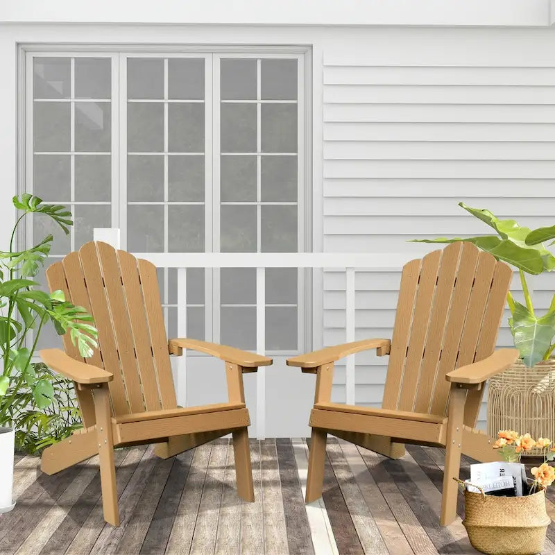 OVIOS Plastic Wood Adirondack Outdoor Patio Chair Set of 2