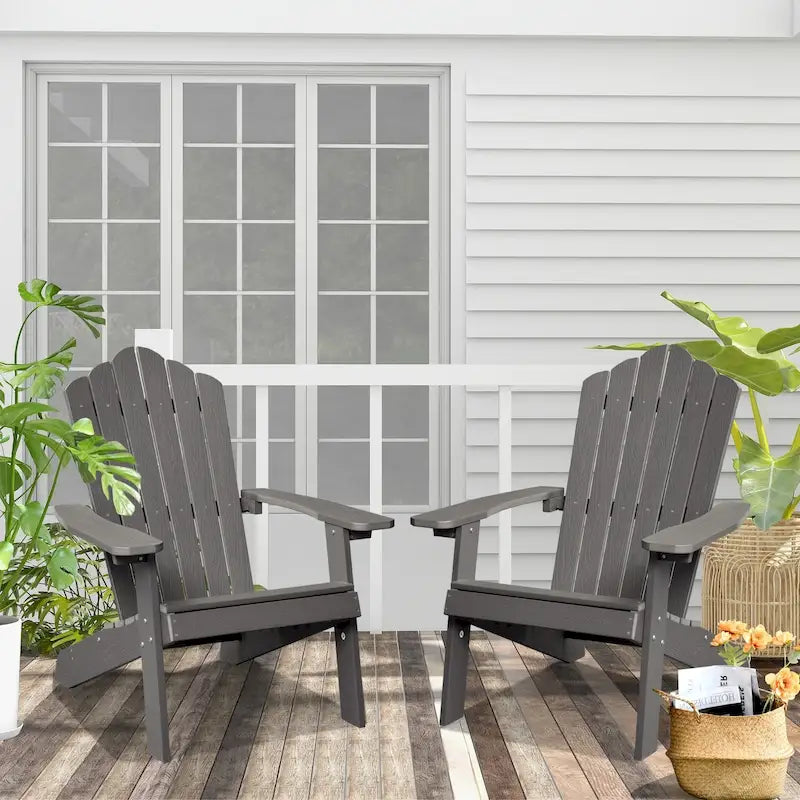 OVIOS Plastic Wood Adirondack Outdoor Patio Chair Set of 2