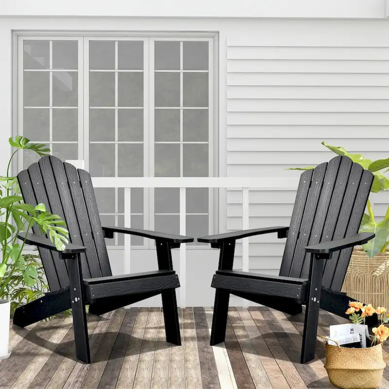 OVIOS Plastic Wood Adirondack Outdoor Patio Chair Set of 2