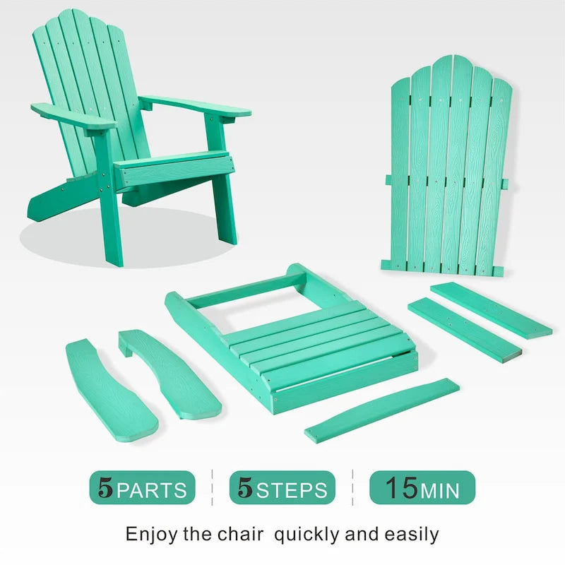 OVIOS Plastic Wood Adirondack Outdoor Patio Chair Set of 2