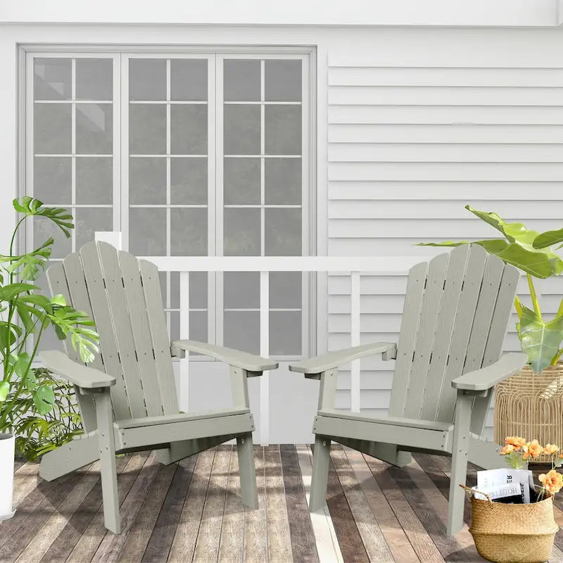 OVIOS Plastic Wood Adirondack Outdoor Patio Chair Set of 2