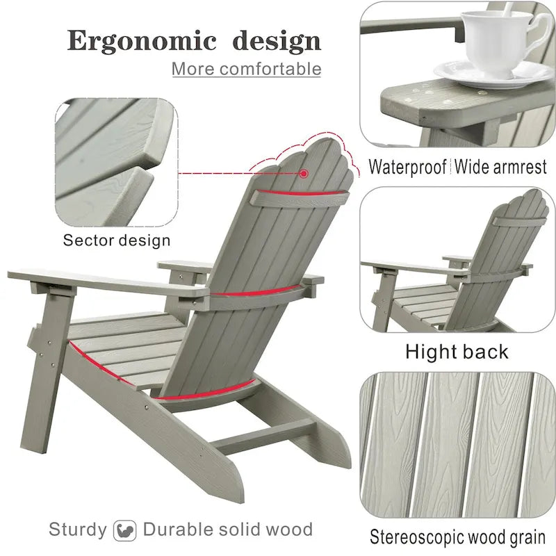 OVIOS Plastic Wood Adirondack Outdoor Patio Chair Set of 2