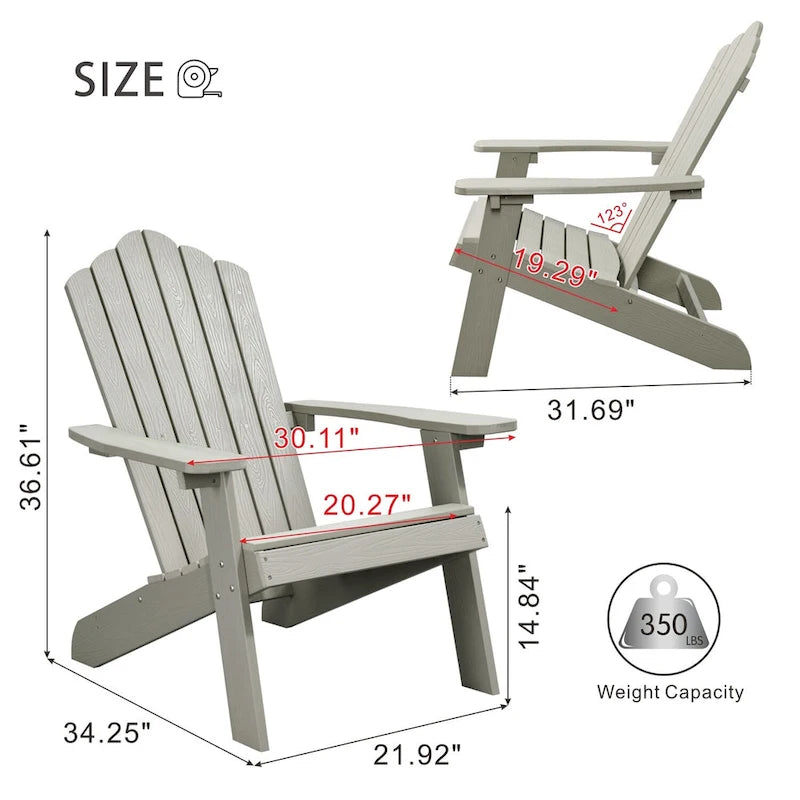 OVIOS Plastic Wood Adirondack Outdoor Patio Chair Set of 2